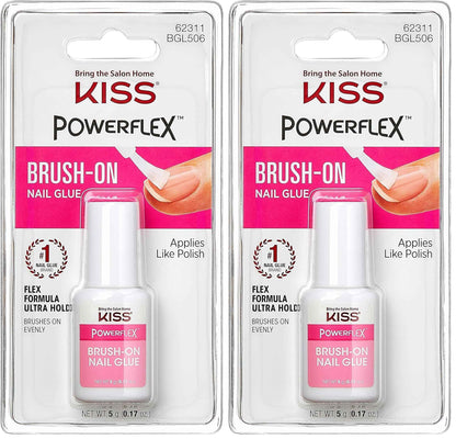 KISS Powerflex, Nail Glue for Press On Nails, Nail Bond, Includes 5g Brush-on Glue