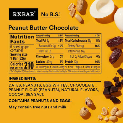 RXBAR Protein Bars, Protein Snack, Snack Bars, Peanut Butter Chocolate