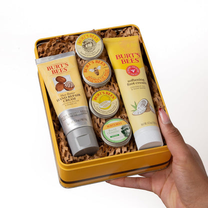 Burt's_Bees_Gifts_Ideas_-_Classics_Set,_6_Products_in_Giftable_Tin_a€“_Cuticle_Cream,_Hand_Salve,_Lip_Balm,_Res-Q_Ointment,_Hand_Repair_and_Foot_Cream
