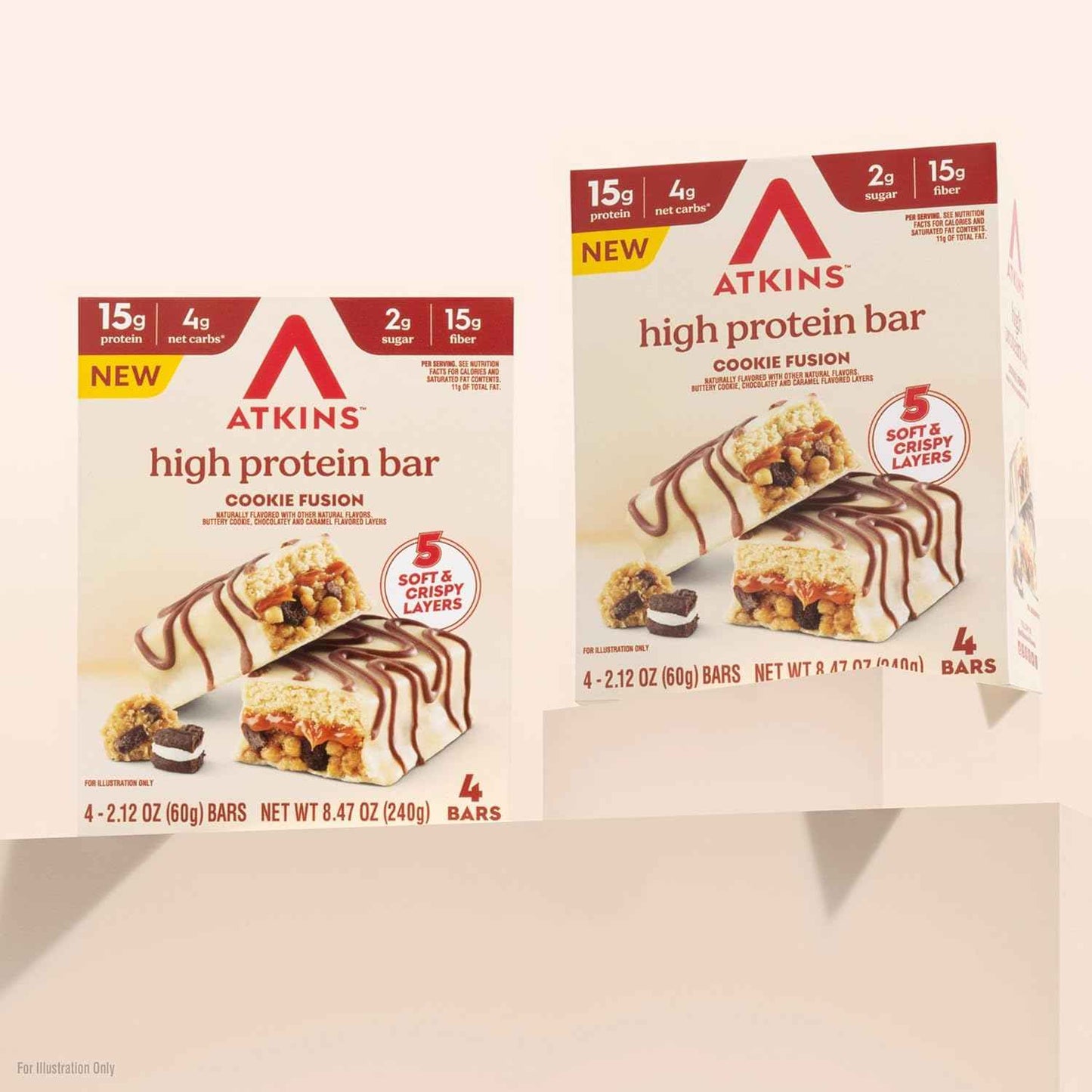 Atkins High Protein Bars, 15g of Protein, 4g Net Carbs, Keto Protein Bars, Low Sugar