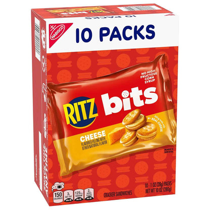 RITZ Bits Cheese Sandwich Crackers, Bulk Lunch Snacks, 40 Snack Packs (4 Boxes)