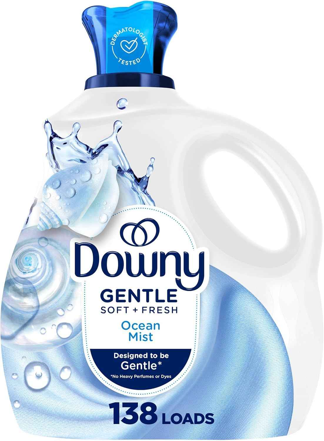 Downy Gentle Soft + Fresh Fabric Softener Liquid, Ocean Mist Scent, Liquid Fabric Softener Designed to be Gentle on Skin