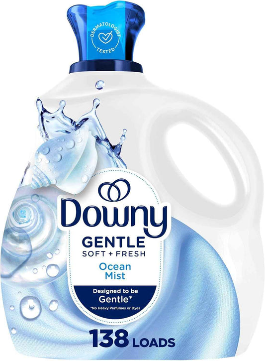 Downy Gentle Soft + Fresh Fabric Softener Liquid, Ocean Mist Scent, Liquid Fabric Softener Designed to be Gentle on Skin