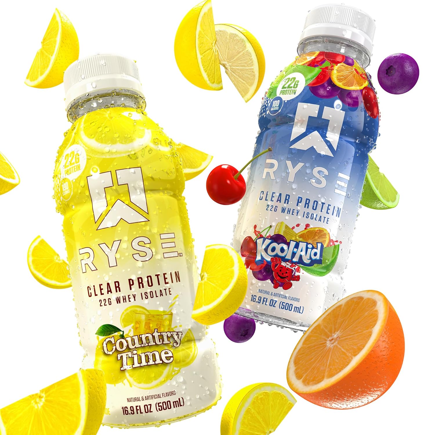 RYSE_Clear_Protein_Drink_-_Variety_Pack_-_100_Calories,_22g_Whey_Isolate_Protein_Shake,_Sugar-Free,_0g_Fat_&_Lactose-Free_-_Refreshing_Ready-to-Drink_Beverage_-_16.9_fl_oz_Bottles_(12-Pack)