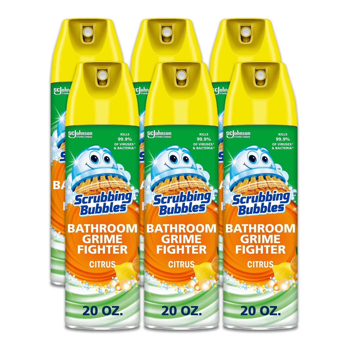 Scrubbing Bubbles Bathroom and Shower Cleaner Aerosol, Foaming Action Bathroom Grime Fighter, Citrus Scent, 20oz