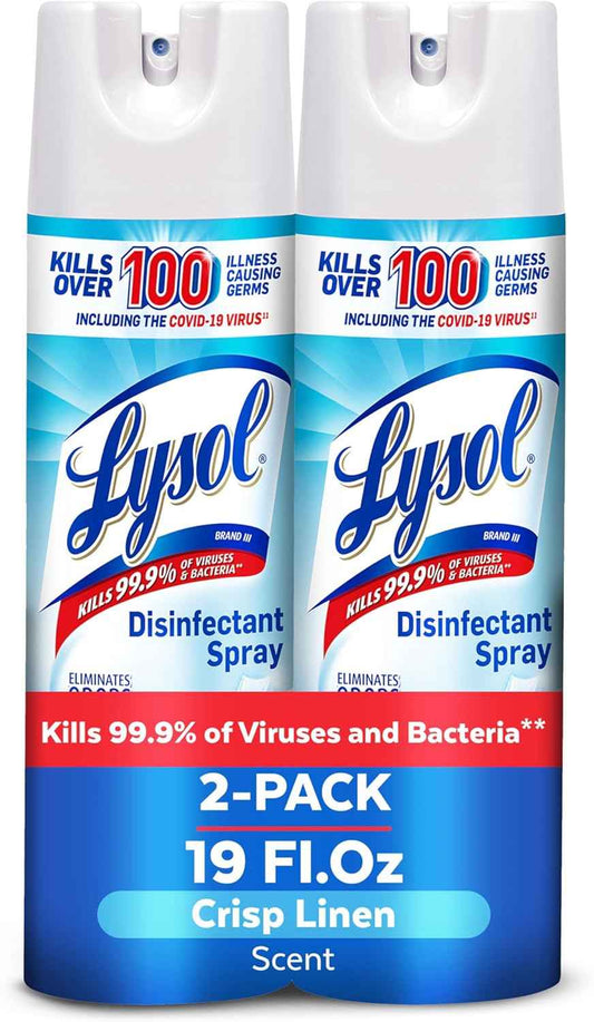 Lysol Disinfectant Spray, Household Essential Cleaning Supplies, Multi-Purpose Room Spray, Antibacterial Sanitizer Spray, Upholstery Deodorizer, Home and Bathroom