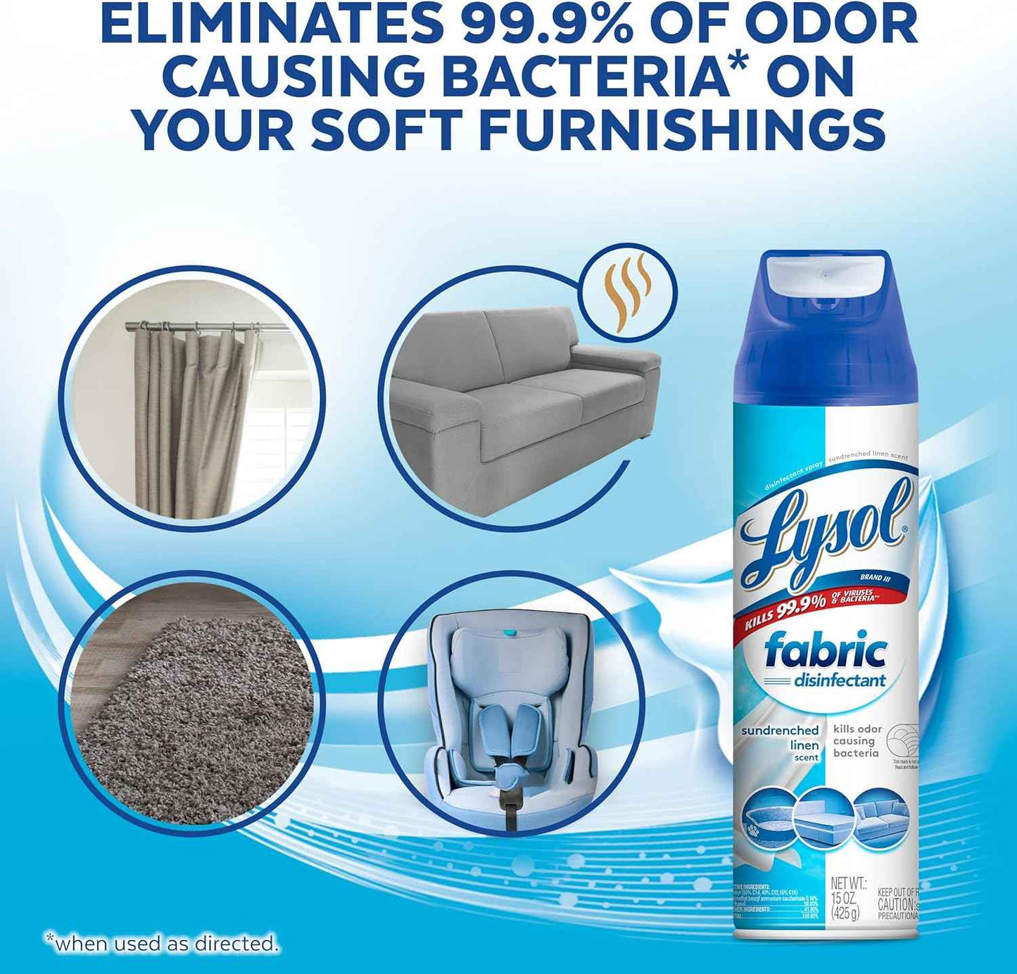 Lysol Fabric Disinfectant Spray, Sanitizing and Antibacterial Spray, For Disinfecting and Deodorizing Soft Furnishings