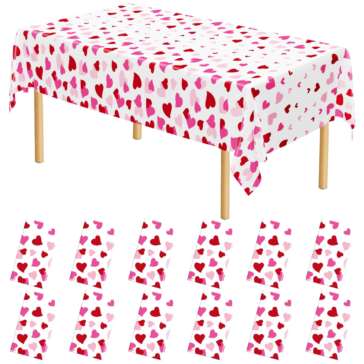 Pink Red Heart - 12pcs 54x108 in