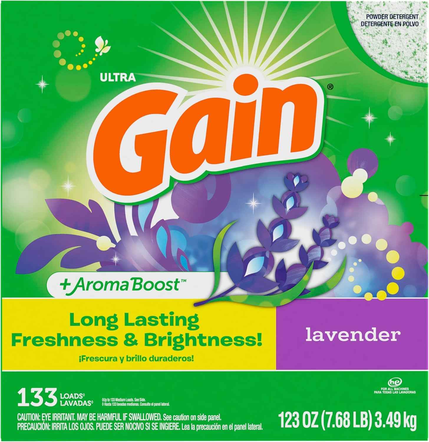 Gain Powder Laundry Detergent, Lavender Scent, 123 OZ