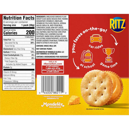 RITZ Cheese Sandwich Crackers, Lunch Snacks, 48 Snack Packs (6 Boxes, 6 Crackers Per Pack)