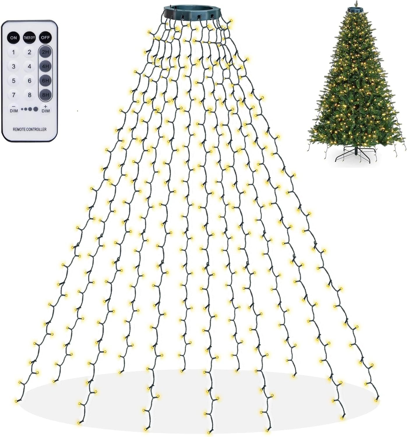 Dazzle_Bright_Christmas_Tree_Lights,_448_LED_Waterfall_Tree_Topper_Lights_with_Remote_&_8_Lighting_Modes,_8.2FT_X_16_Lines_Christmas_Light_for_Indoor_Outdoor_Yard_Party_Xmas_Decoration_(Warm_White)