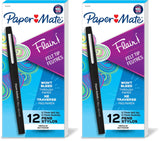 Paper Mate Flair Felt Tip Pens, Medium Point (0.7mm), Black, 12 Count