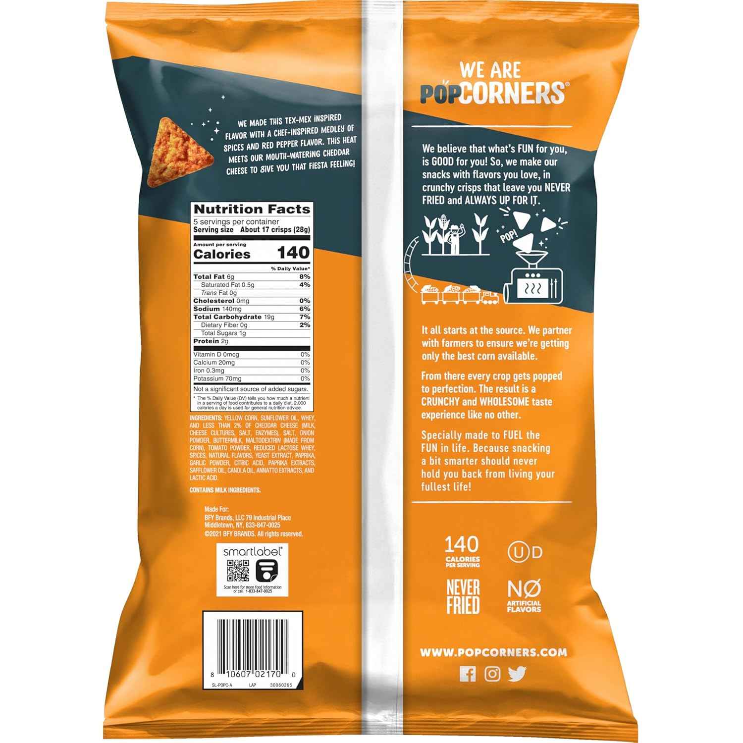 PopCorners Popped Corn Snack Chips, Spicy Queso, 5 Oz
