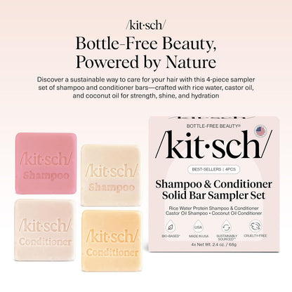 Kitsch_Shampoo_and_Conditioner_Set_-_4pc_Sampler_Bars_with_Rice_Water_Shampoo_and_Conditioner,_Castor_Oil_Shampoo_&_Coconut_Oil_Conditioner_-_Bottle-Free_Beauty_for_Hair_Growth,_Repair_&_Moisture