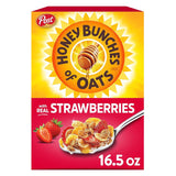 Honey Bunches of Oats with Strawberries Breakfast Cereal, Strawberry Cereal with Oats and Granola Clusters, 16.5 OZ Box