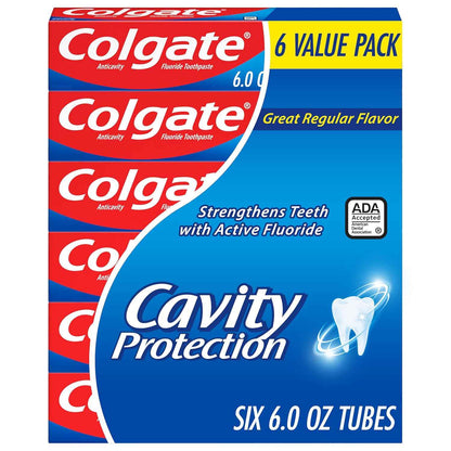 Colgate Cavity Protection Toothpaste with Fluoride, Minty Great Regular Flavor, Anti Cavity Toothpaste