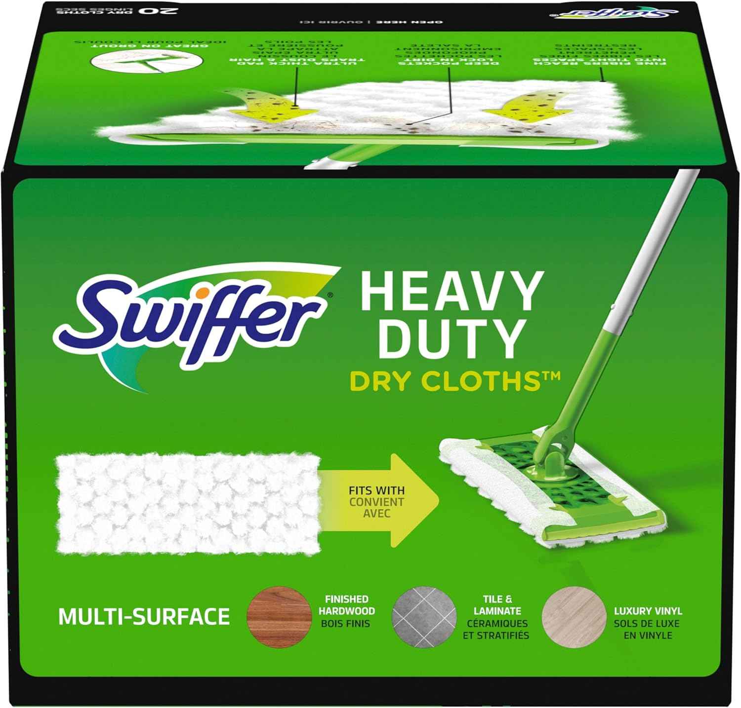 Swiffer Sweeper Heavy Duty Dry Multi-Surface Cloth Refills for Floor Sweeping and Cleaning