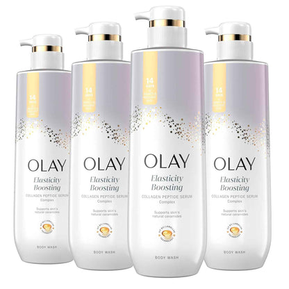 Olay Body Wash for Women, Elasticity Boosting, Collagen Peptide Serum Complex, Renews Moisture, Free of Parabens & Phthalates