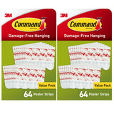 Command Poster Strips Value Pack, Damage-Free Poster Hangers, No Tools Requried, Great for Home, Room, Wall, Office, and Dorm Decor, White Adhesive