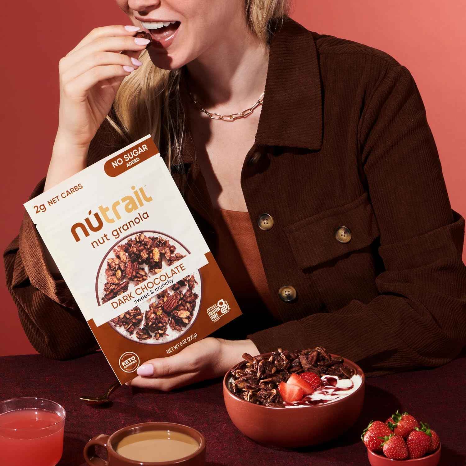 NuTrail Nut Granola Cereal, Variety Pack, No Sugar Added, Keto, Low Carb, Gluten Free, Grain Free, Healthy Breakfast 8 oz.