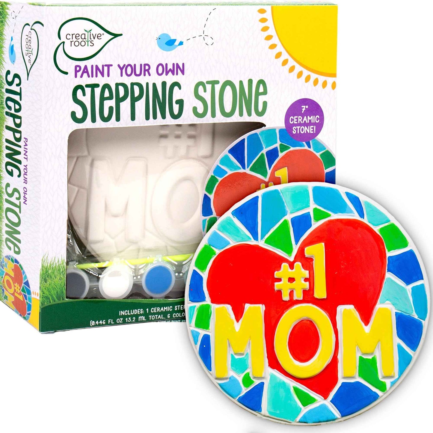 Creative Roots Paint Your Own Garden Stone, Craft Kits, Stepping Stones Kit for Kids, Ceramics to Paint, Ages 6+