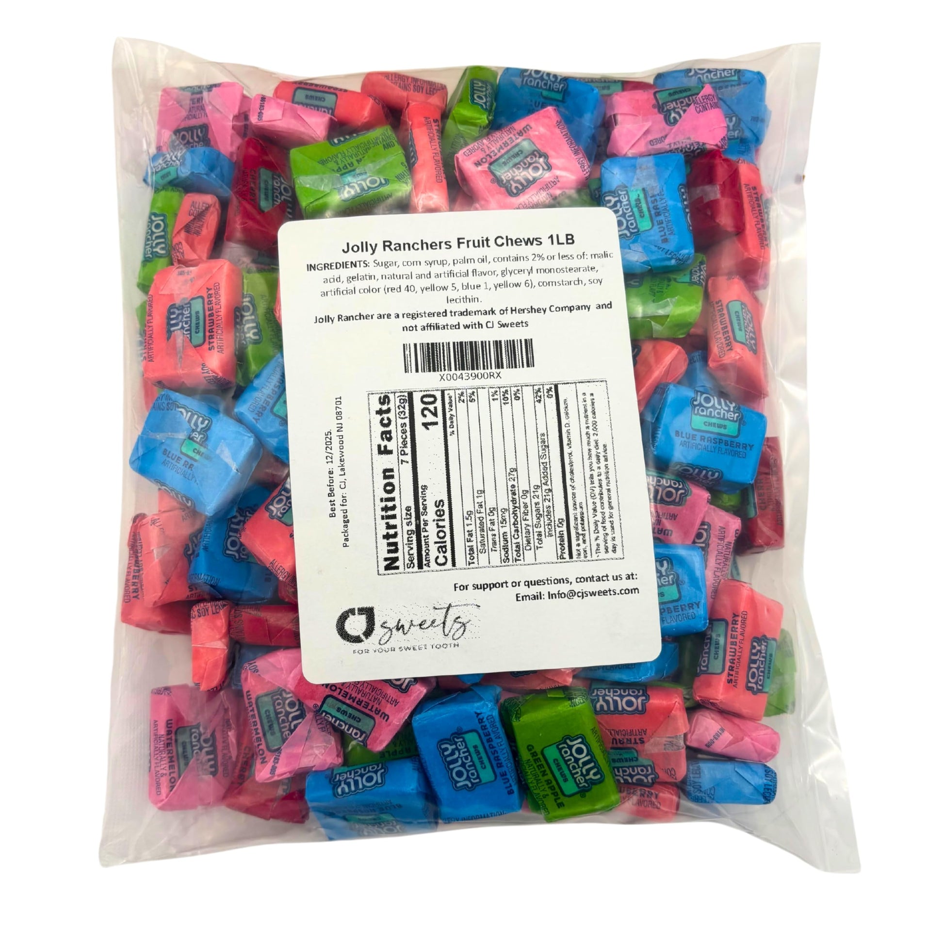 CHAIN &amp;amp; JO SWEETS Jolly Ranchrs Fruit Chews Bulk Candy Individually Wrapped - 1 Pound Approx 95 Fruit Chews