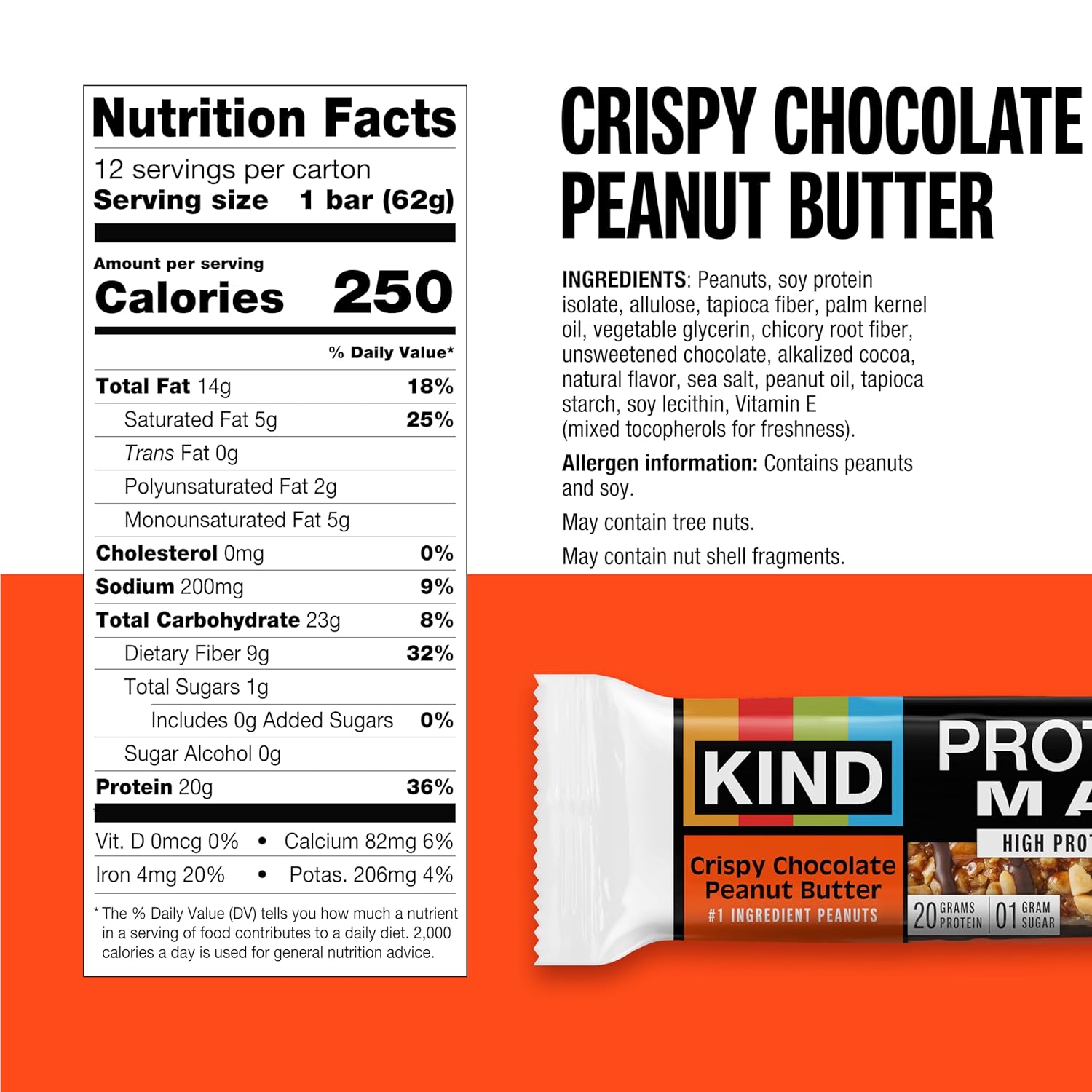 KIND_Protein_MAX_Crispy_Chocolate_Peanut_Butter_Snack_Bars,_20g_of_Protein,_Keto_Friendly,_1g_of_Sugar_Per_Bar,_Gluten_Free,_12_Count_Box