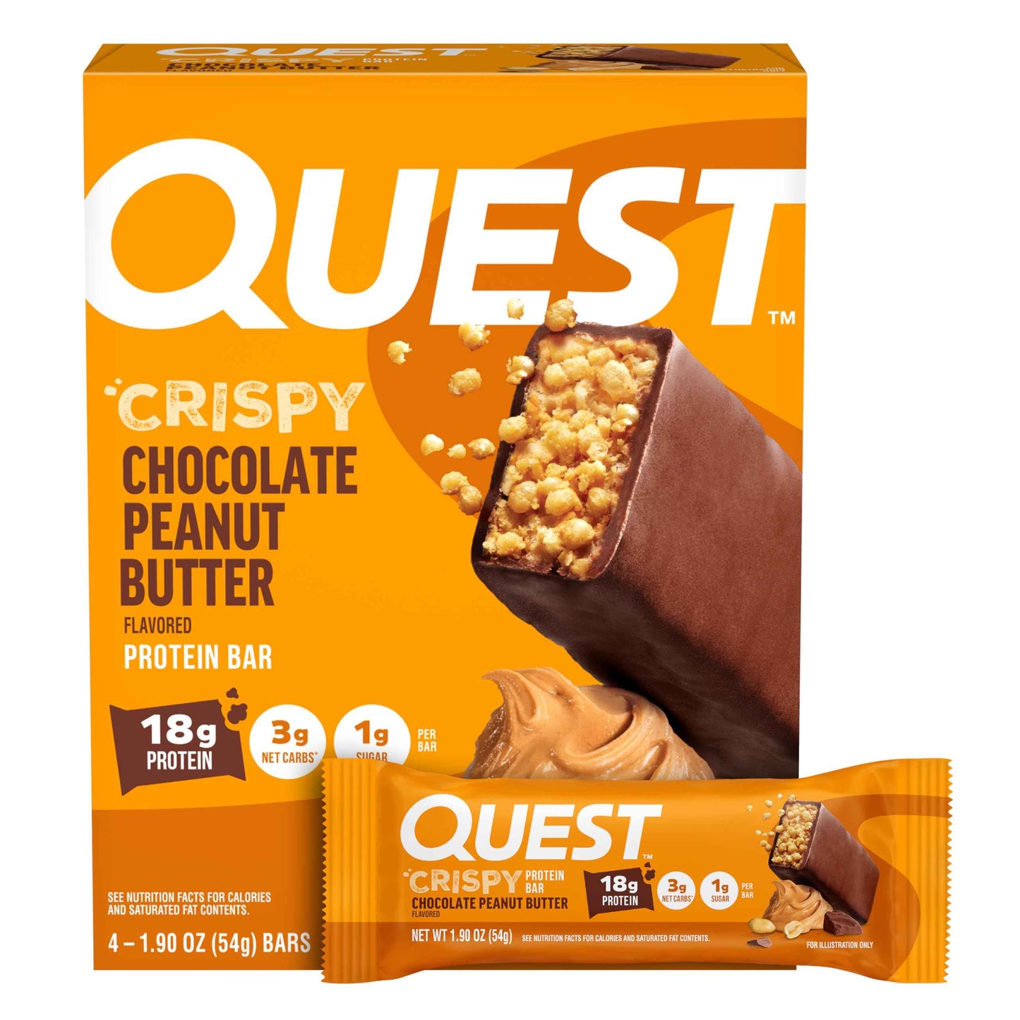Quest Nutrition Crispy Cookies & Cream Hero Protein Bar, 18g Protein, 1g Sugar, 3g Net Carb, Gluten Free, Protein Snack, Keto Friendly, 12 Count