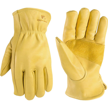 Wells Lamont Leather Work Gloves for Men – Grain Cowhide, Reinforced Palm – Ideal for Construction, Farming, Ranching – Ergonomic Fit, Keystone Thumb, Elasticized Wrist – Saddletan, XX-Large (1129XX)