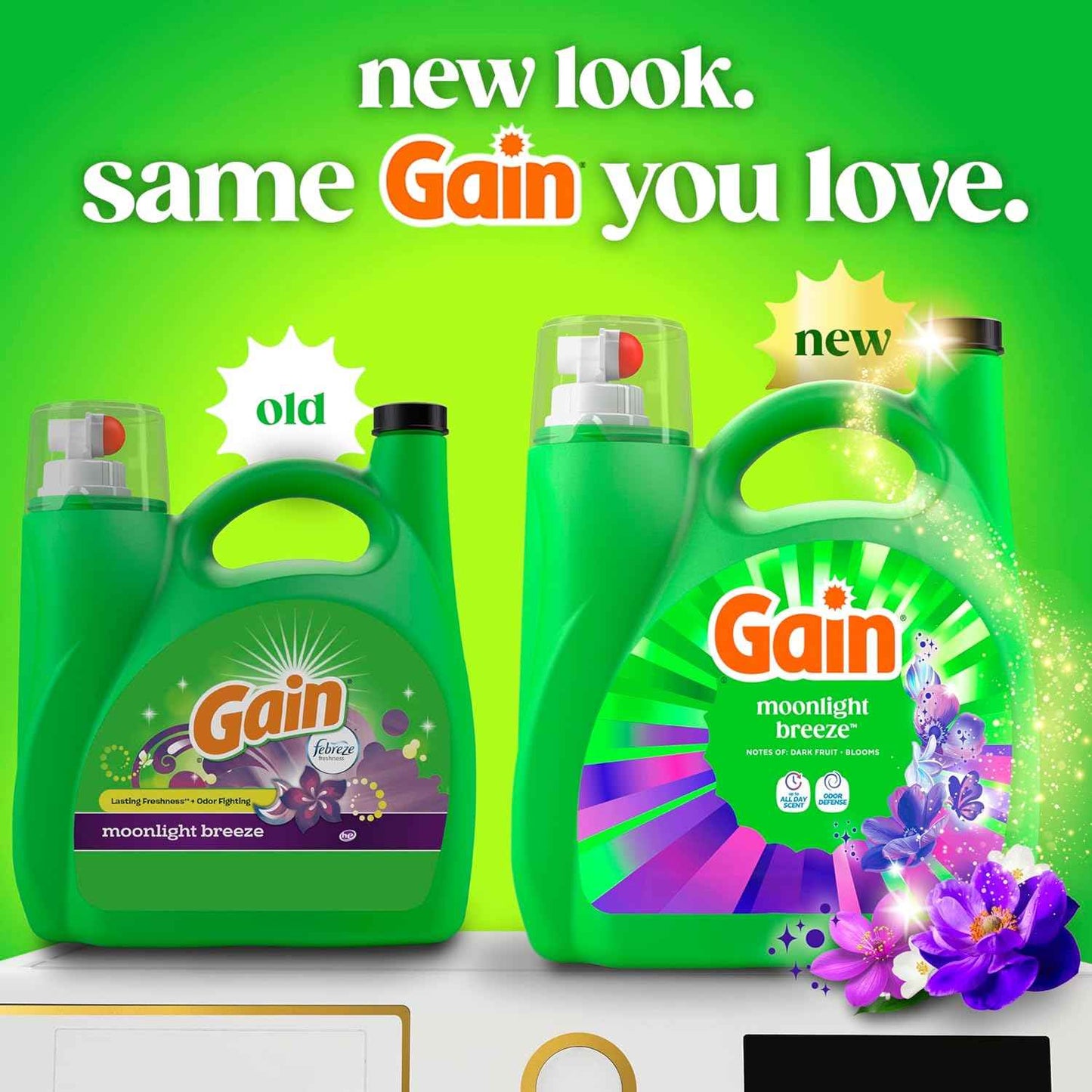 Gain Liquid Laundry Detergent with Odor Defense, Moonlight Breeze Scent, Laundry Soap For HE Washing Machines