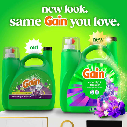 Gain Liquid Laundry Detergent with Odor Defense, Moonlight Breeze Scent, Laundry Soap For HE Washing Machines