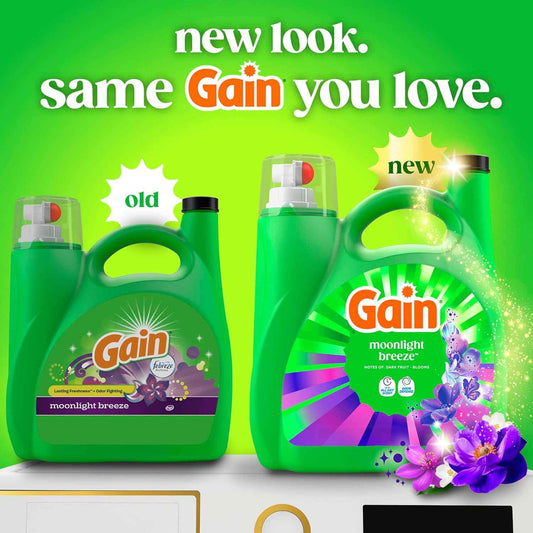 Gain Liquid Laundry Detergent with Odor Defense, Moonlight Breeze Scent, Laundry Soap For HE Washing Machines