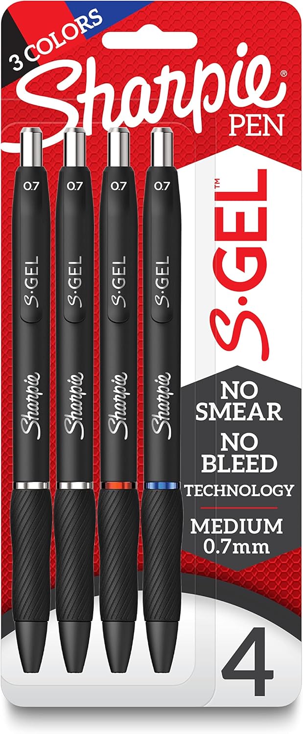 Sharpie_S-Gel_Gel_Pens,_Black_Barrel,_Medium_Point_(0.7mm),_Assorted_Ink_Colors,_4_Count_-_Writing,_Note-Taking,_Journaling,_School_Supplies