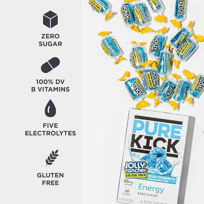 PURE KICK Energy Singles To Go Drink Mix, Includes 12 Boxes with 6 Packets in each Box, 72 Total Packets