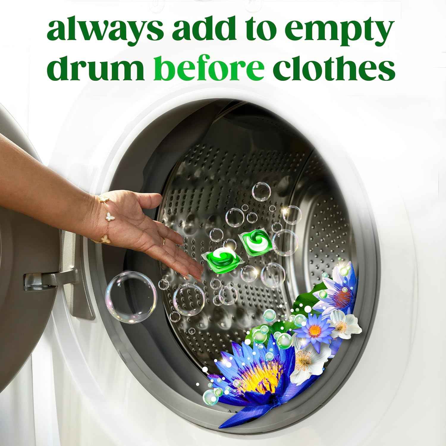 Gain Flings Liquid Washing Detergent Pacs, Now with Odor Defense + Color Guard, Waterfall Delight Scent, 4-In-1 Liquid Laundry Detergent Pods, Clean & Fresh
