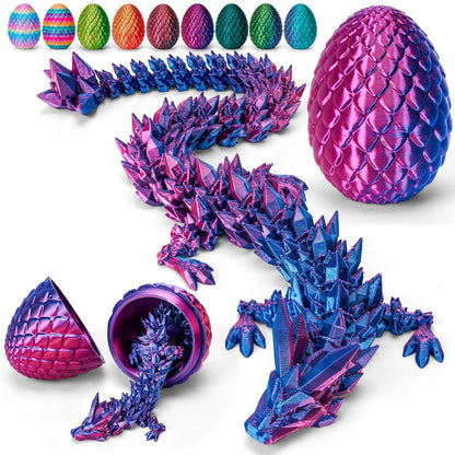 TBOLINE 12" 3D Printed Dragon Egg, Easter Basket Stuffers for Kids, Large Prefilled Easter Eggs, Stuffed Egg Hunt Fillers with Easter Toys, 3D Printer Animals Fidget Toys for Boys Teen 5-7 4-6 8-12