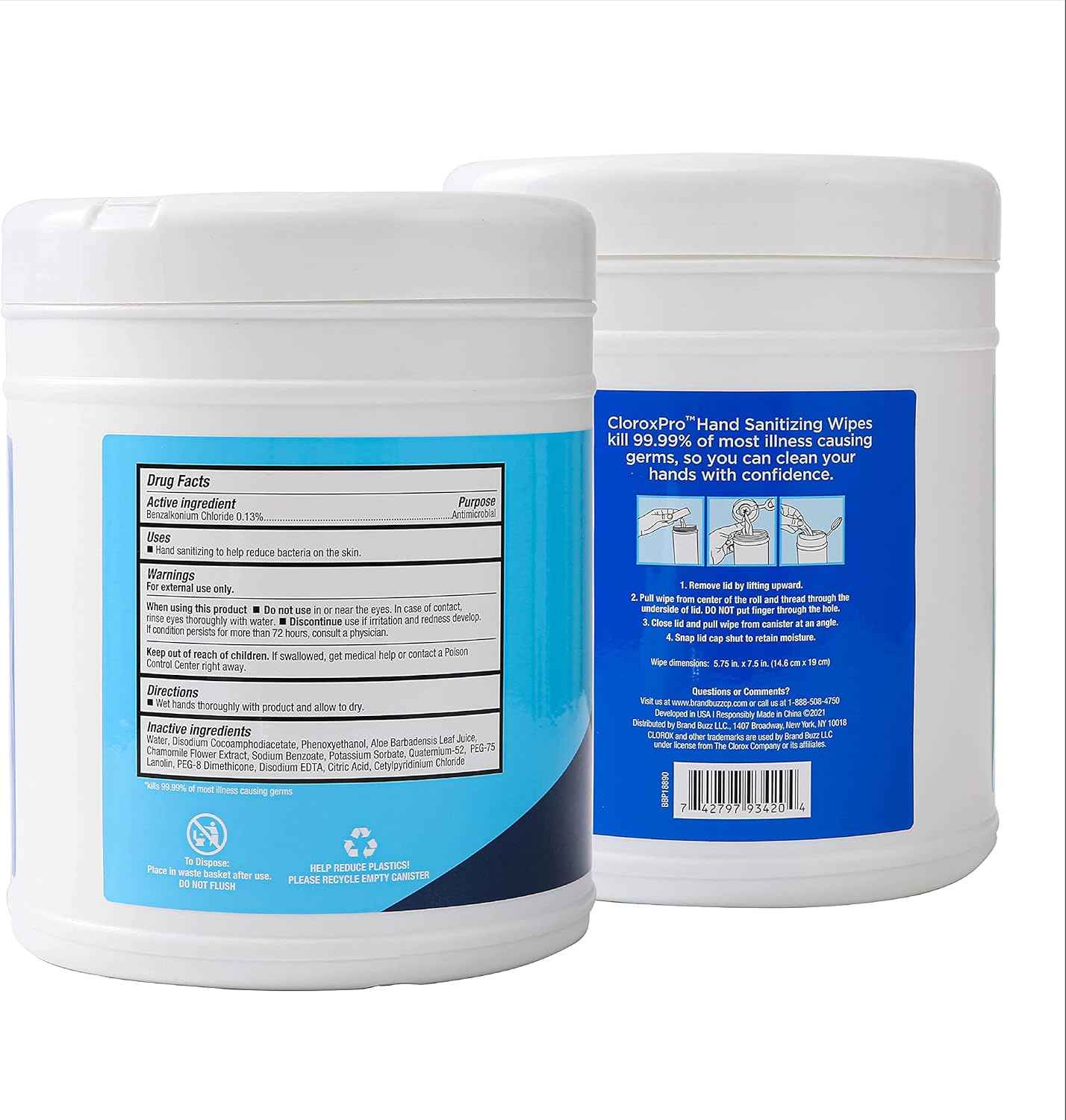 Clorox Pro Alcohol Free Hand Sanitizer Wipes with BZK, Gentle Bleach-Free Sanitizing Wipes for Hands - 0.13% BZK Formula, FDA Registered, Resealable Bulk Canister