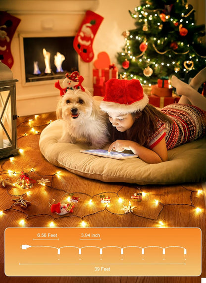 Brightown_LED_Christmas_Mini_Lights,_39Feet_100_LED_Clear_Bulbs_String_Lights_with_8_Light_Modes,_Connectable_Fairy_Lights_Plug_in_for_Outdoor_Xmas_Trees_Garland_Wreath_Holiday_Decorations,_Warm_White