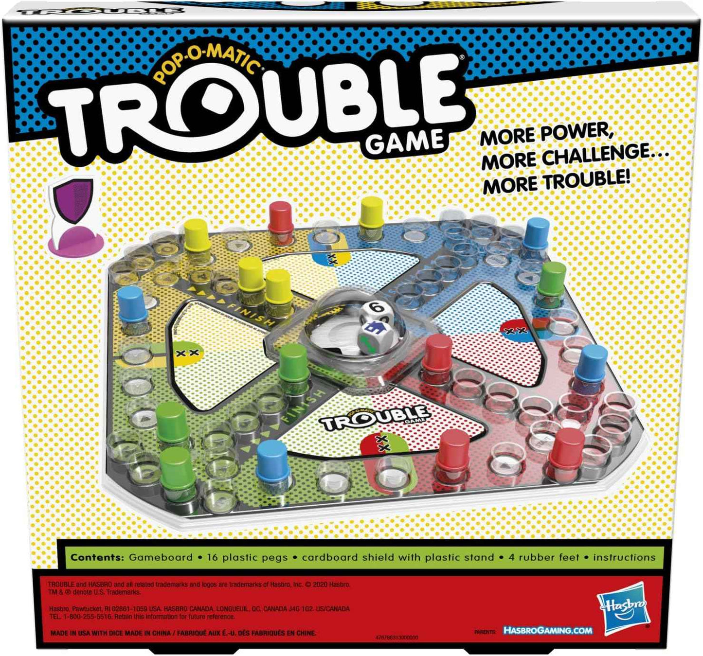 Hasbro Gaming Trouble Board Game, Includes Bonus Power Die and Shield, Family Game for 2-4 Players, Ages 5 and Up (Amazon Exclusive)