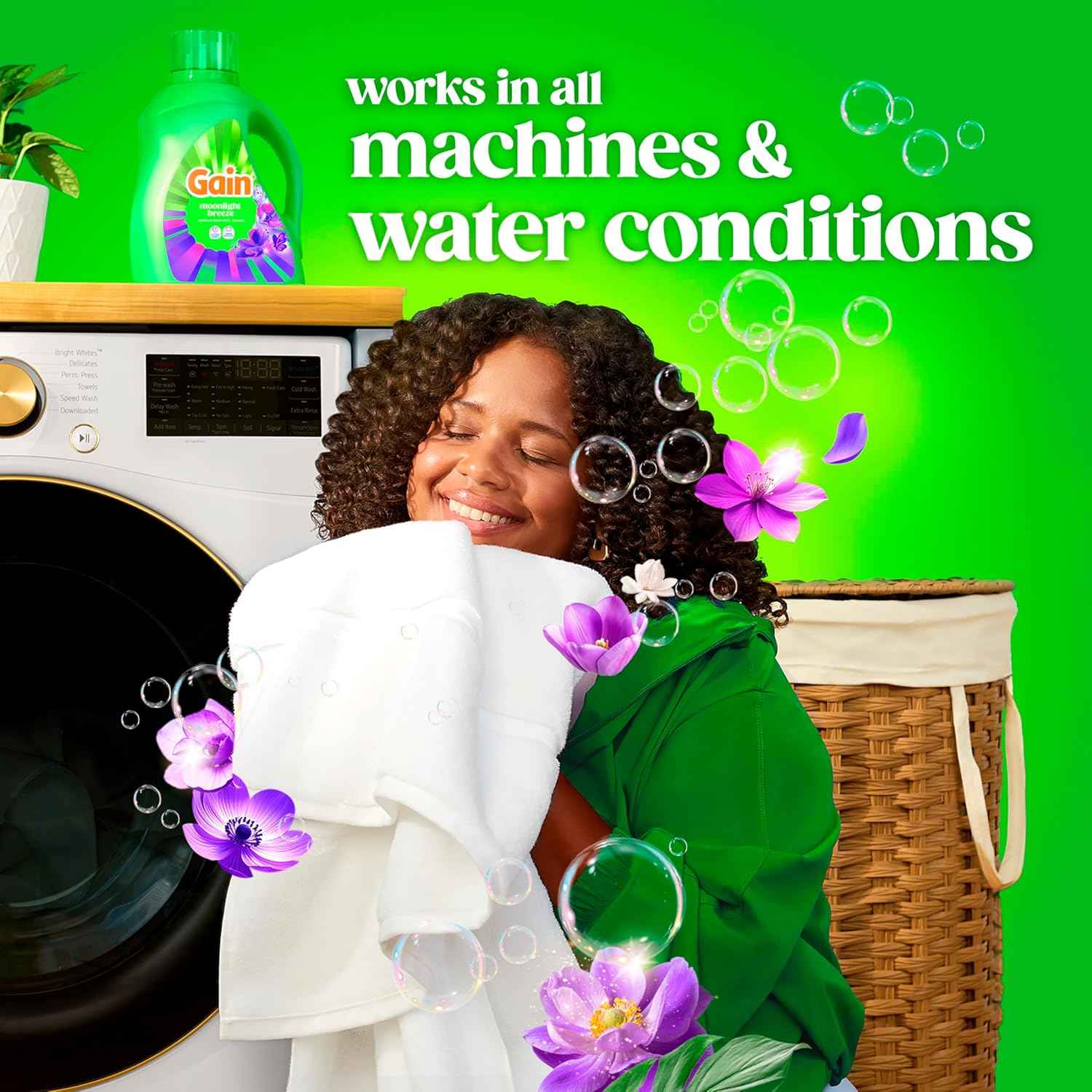 Gain Liquid Laundry Detergent with Odor Defense, Moonlight Breeze Scent, Laundry Soap For HE Washing Machines