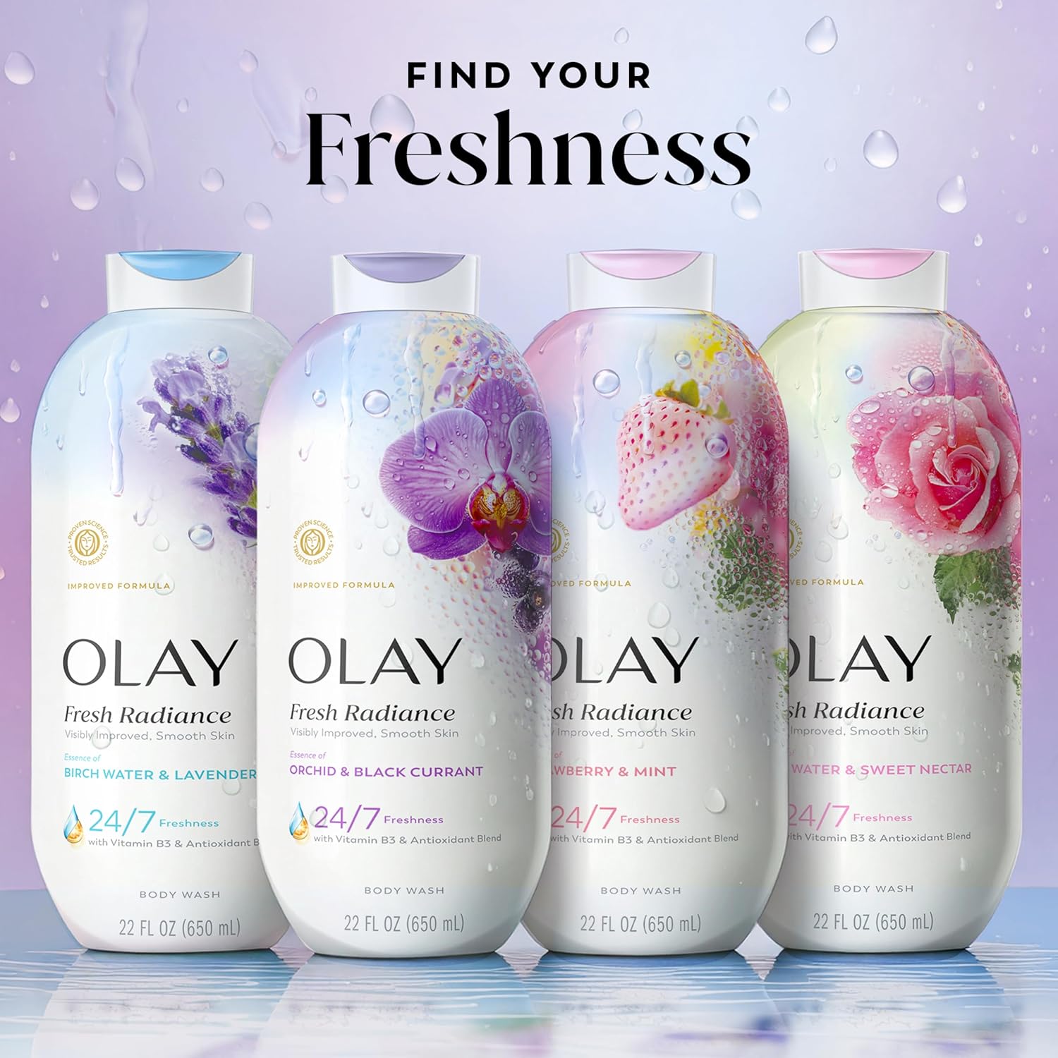 Olay_Body_Wash_for_Women,_Fresh_Radiance,_24/7_Skin-Loving_Freshness,_Visibly_Radiant,_Plant_Based_Cleansers,_Vitamin_B3_&_Antioxidant_Blend,_For_All_Skin_Types,_Orchid_&_Black_Currant_Scent,_22_fl_oz