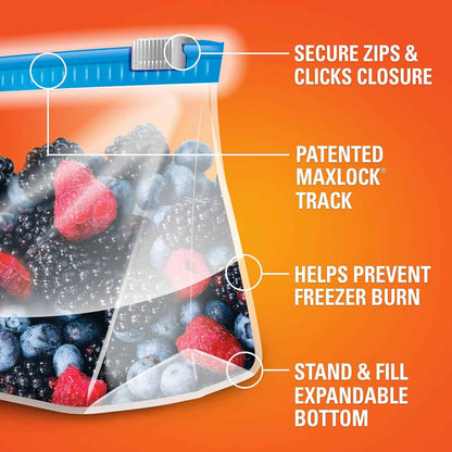 Hefty Slider Freezer Bags, Holds Individual Leftovers, Sliced Fruits and Veggies, and More, Writable Label, Secure Zip and Click Closure