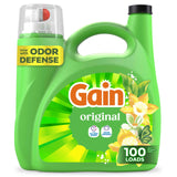 Gain Liquid Laundry Detergent, Freshness, Odor Defense, High Efficiency Washing Machine Liquid Laundry Soap, Original Scent, 132 fl oz, 100 Loads (Packaging May Vary)