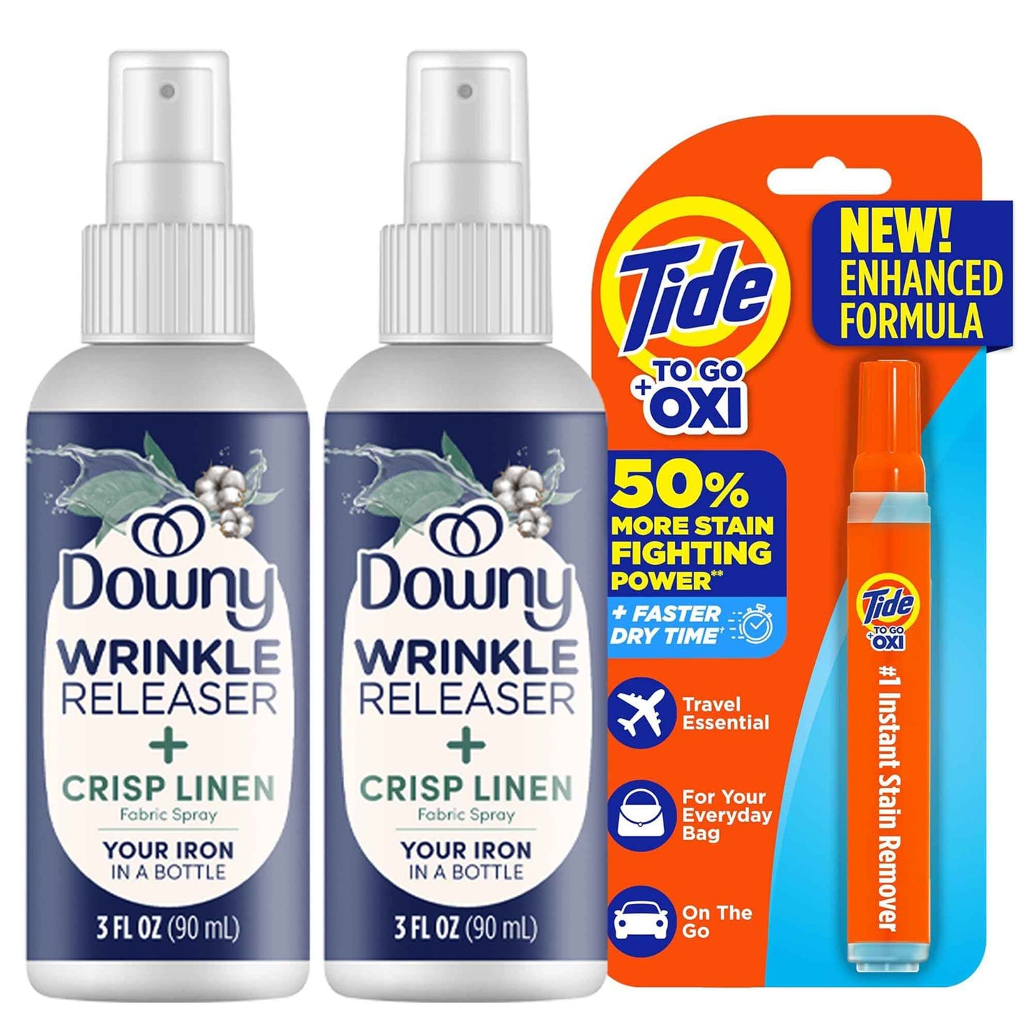 Downy Wrinkle Release Spray Bundle w/Bonus Tide Pen Sample - 3 Pack