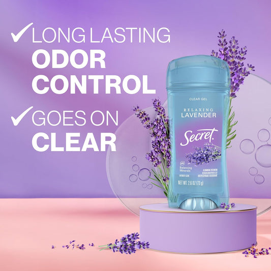 Secret_Fresh_Antiperspirant_Deodorant_for_Women,_72hr_Breathable_Sweat_&_Odor_Protection,_Instant_Freshness_&_Gentle,_PH_Balancing_Minerals,_Clear_Gel,_Relaxing_Lavender_Scent,_3.4_oz