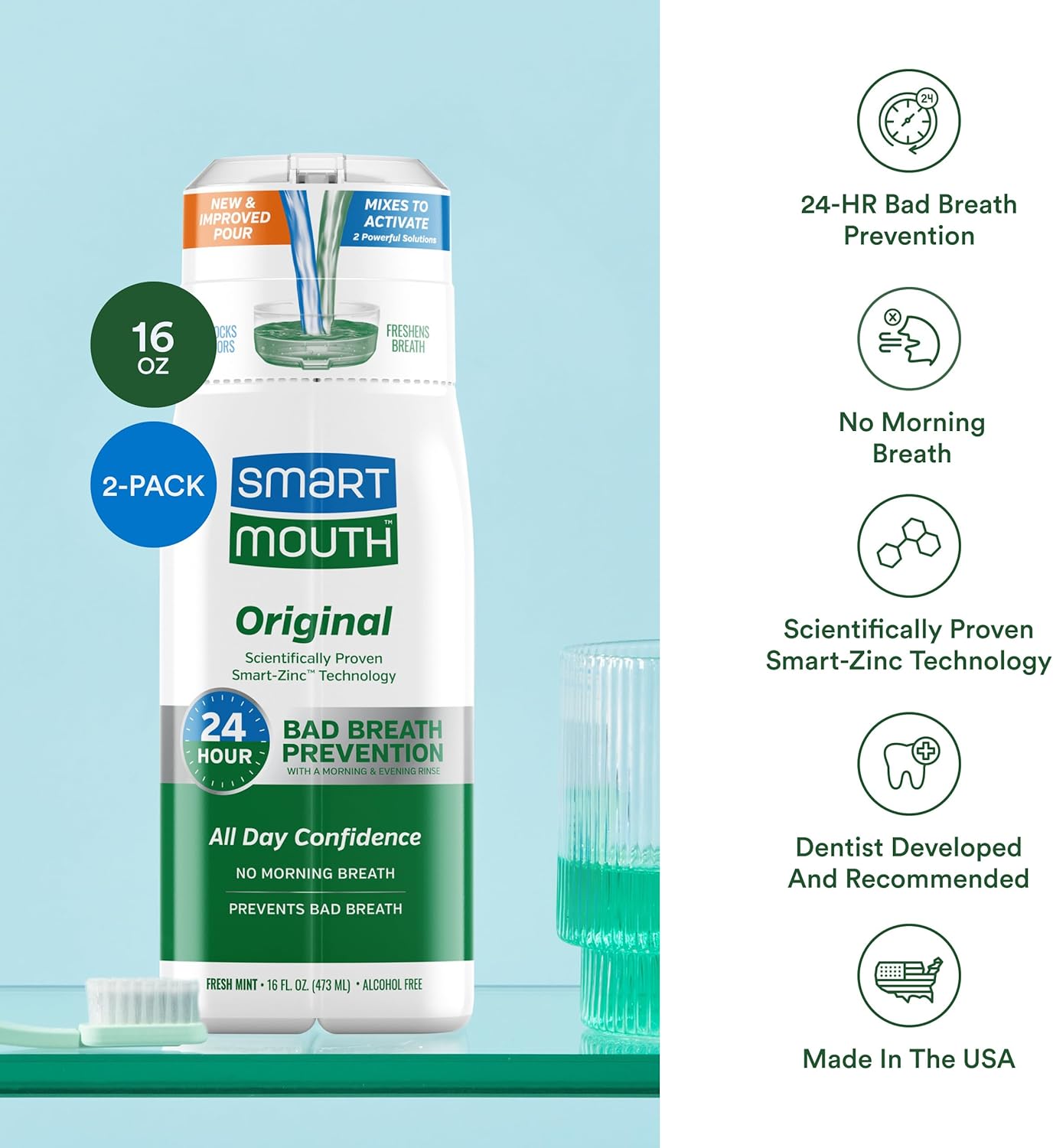 SmartMouth_Original_Zinc_Activated_Mouthwash_-_Instant_Fresh_Breath_Mouthwash_-_Eliminates_Bad_Odors_and_Bad_Breath_-_Alcohol-Free,_Sugar-Free,_Gluten-Free_-_Fresh_Mint_-_16_fl_oz_(2_Pack)