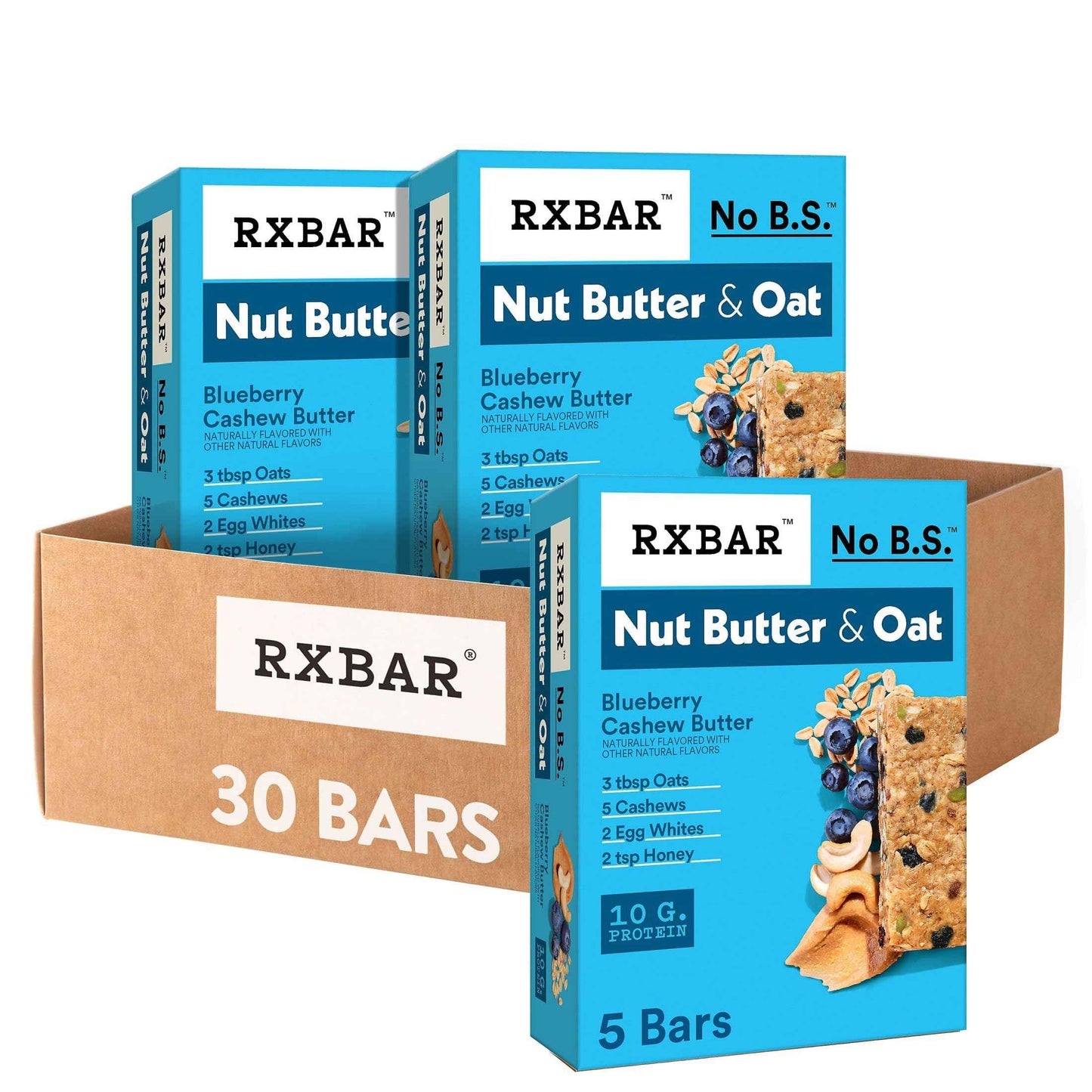 RXBAR Nut Butter and Oat Protein Bars, Protein Snacks, Snack Bars, Blueberry Cashew Butter