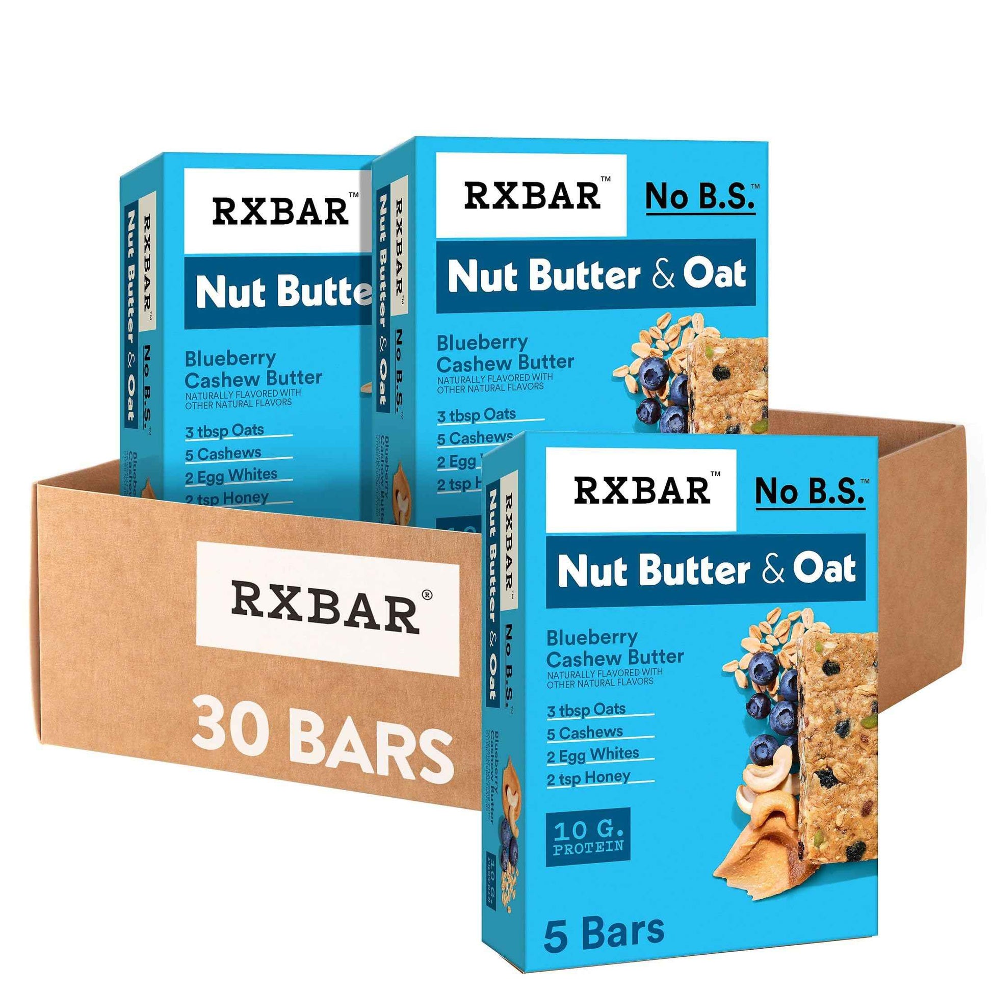 RXBAR Nut Butter and Oat Protein Bars, Protein Snacks, Snack Bars, Blueberry Cashew Butter