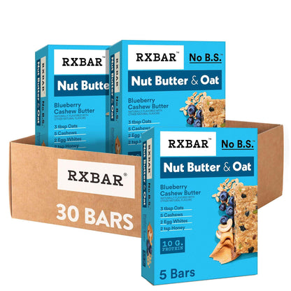 RXBAR Nut Butter and Oat Protein Bars, Protein Snacks, Snack Bars, Blueberry Cashew Butter