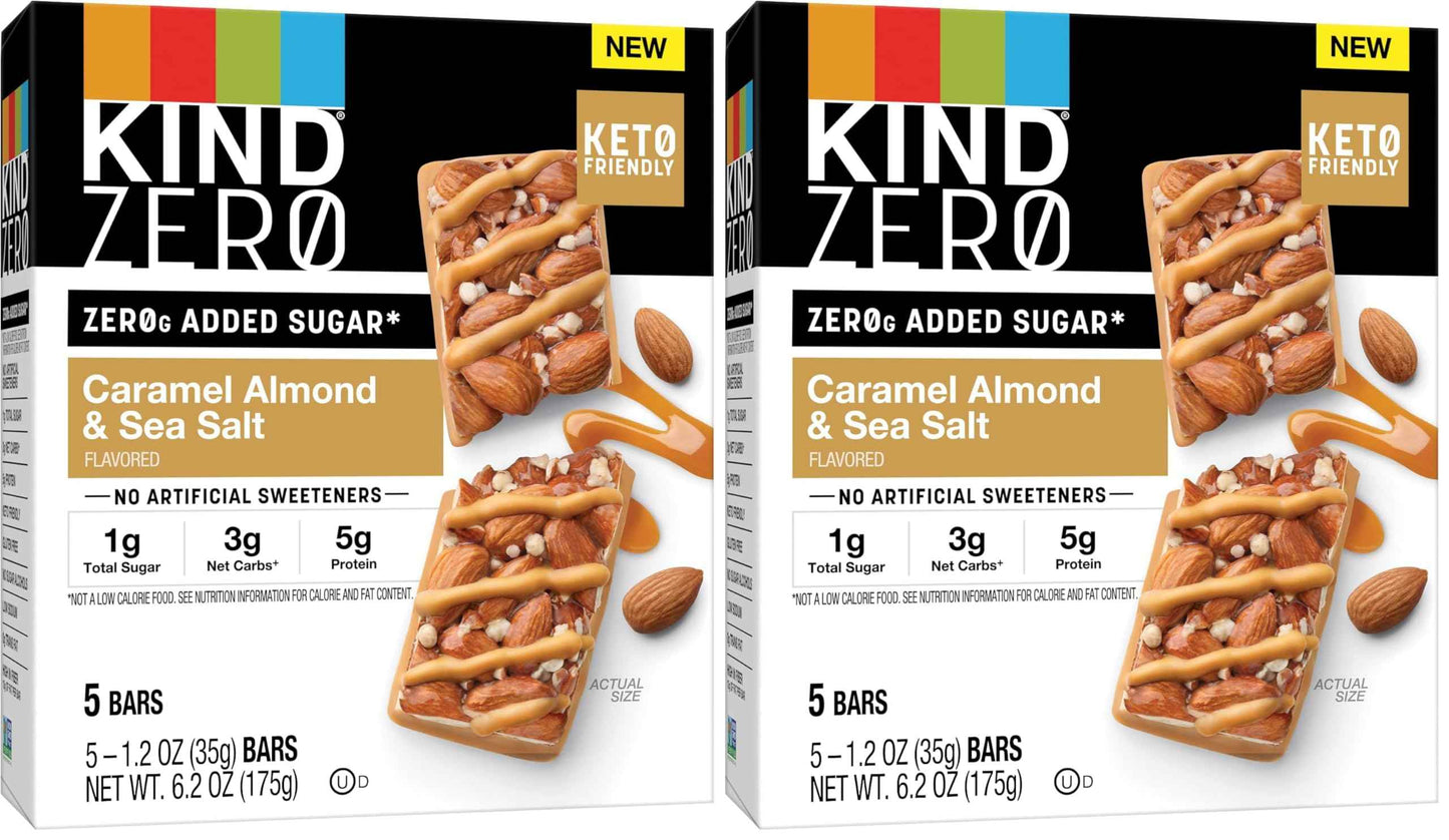 Kind Zero Added Sugar Healthy Snacks Bars, Dark Chocolate Nuts & Sea Salt, Gluten Free, High Fiber, Keto Snacks